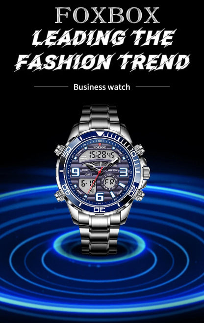 Luxury Digital Sport Watch for Men – All Steel Military, Waterproof Quartz with Box