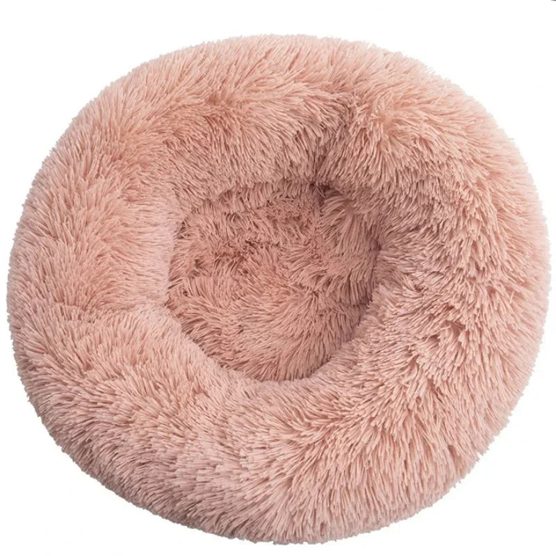 40-90cm Round Plush Pet Bed - Winter Warm Dog & Cat Bed for Medium-Large Pets