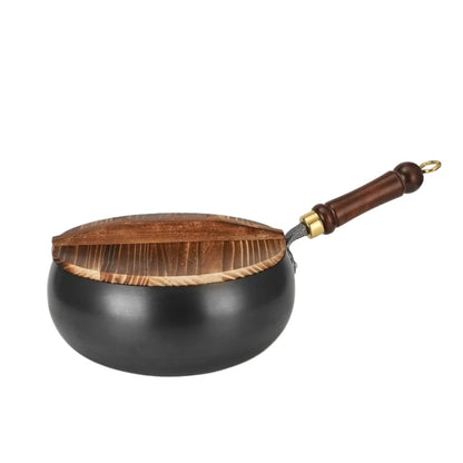 28CM Handmade Pure Iron Big Belly Frying Pan – Non-Coating Smooth Stew Pot