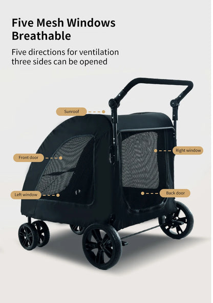Medium and Large Dog Outing Stroller Pet Stroller Golden Hair Giant Dog Foldable Dog Assistance Car - BeeTrendyShop.COM