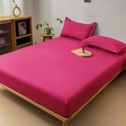 Waterproof Fitted Bed Sheet & Mattress Protector – Elastic Band Coverlet for Single, Double, King & Queen