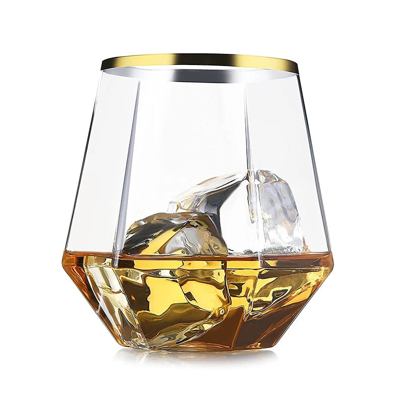 Diamond Clear Plastic Wine Glass – 360ml Party Cocktail Tumbler
