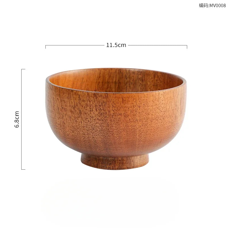 Japanese Wooden Bowl Rice Noodle Bowl Ramen Bowl Kitchen Utensils Accessories Natural Solid Wood No Splicing Tableware