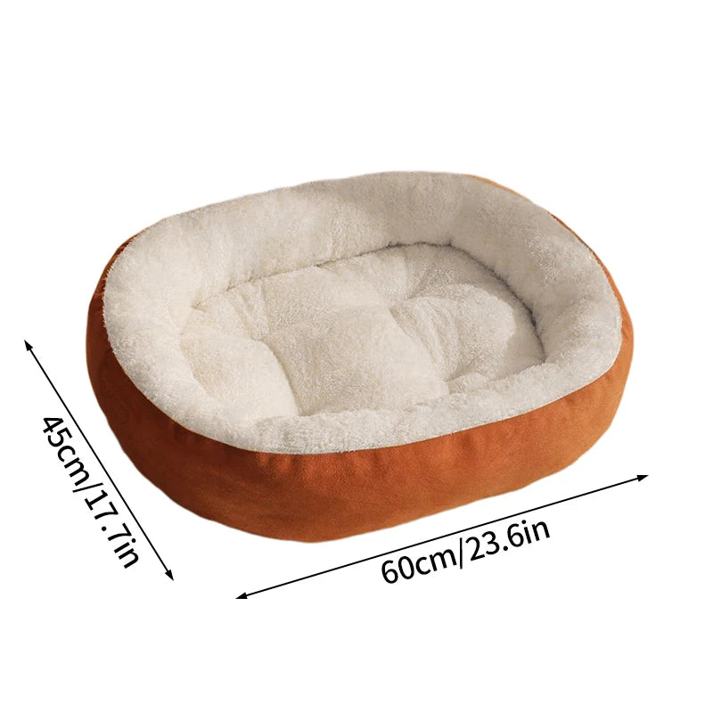 Plush Pet Bed – Soft Oval Mat for Indoor Cats & Dogs | All-Season Comfort