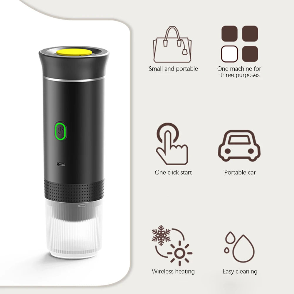 Wireless Electric Portable Espresso Coffee Machine for Car & Home Camping Coffee Maker 3-in-1 Capsule Powder Travel Coffee Maker