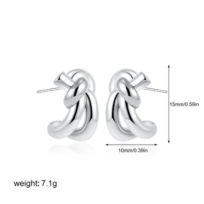 Retro Twist C-Shape Hoop Earrings – Geometric Punk Jewelry for Women