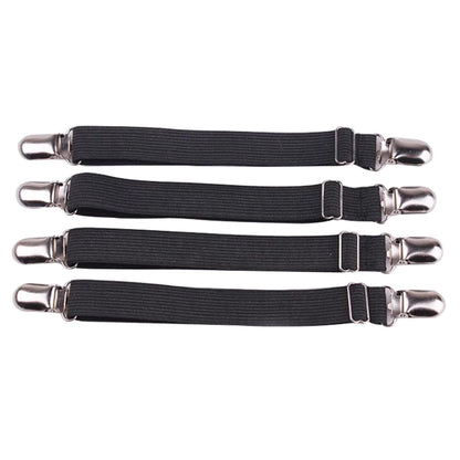 4-Piece Adjustable Elastic Bed Sheet Fastener Set – Sheet Grippers Belt & Mattress Cover Holder