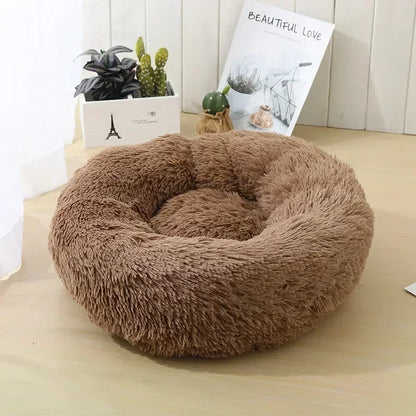 Self-Warming Round Pet Bed - Plush, Non-Slip Mat for Cats & Dogs - BeeTrendyShop.COM
