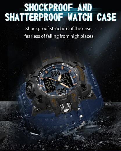 SANDA 6126 Digital Watch – Dual Display, Waterproof Military Sport, Alarm & Stopwatch