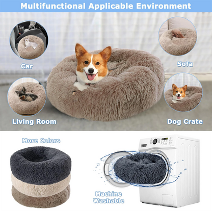 40-90cm Round Plush Pet Bed - Winter Warm Dog & Cat Bed for Medium-Large Pets - BeeTrendyShop.COM