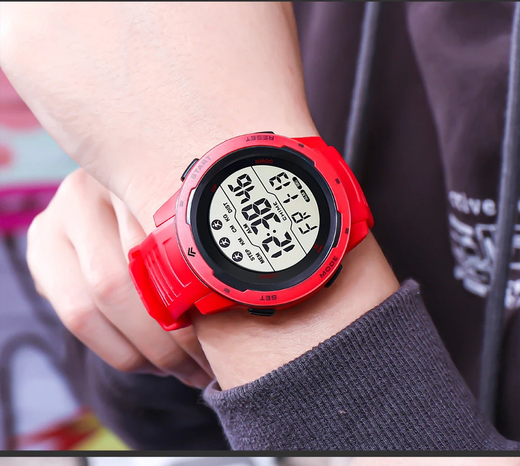 Digital Watches Men Men Numbers Sport Watch 5ATM Waterproof Back Light Round Screen Digital Multifunction Alarm Swimming