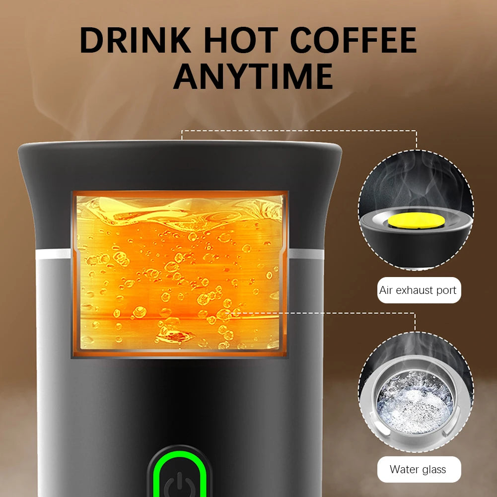 Wireless Electric Portable Espresso Coffee Machine for Car & Home Camping Coffee Maker 3-in-1 Capsule Powder Travel Coffee Maker