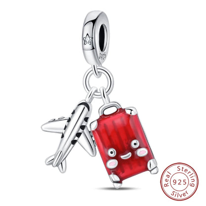 925 Sterling Silver Red Wine, Chili & Dumbbell Charm Bead – Fun DIY Jewelry