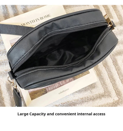 High quality women's PU rolling strip camera bag shoulder bag mobile phone bag casual crossbody bag - BeeTrendyShop.COM