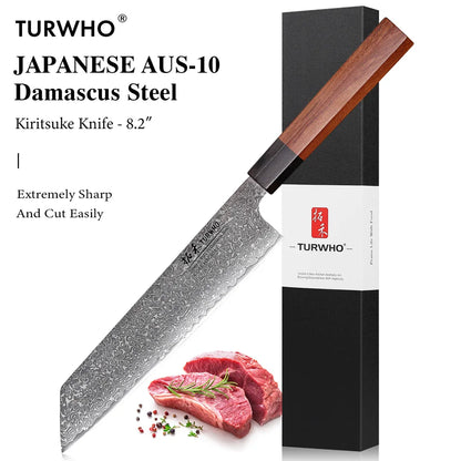 TURWHO Hand Forged Japanese Damascus Steel Chef Knife – Santoku, Sashimi & More