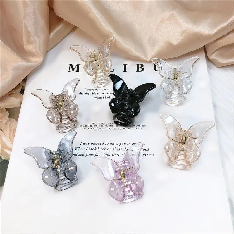 Cute Butterfly Hair Claw Clip – Korean Solid Color Small Barrette for Women