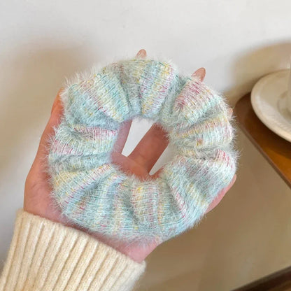 Korean Plush Cat Ear Scrunchies - High Elastic Hair Ties - BeeTrendyShop.COM