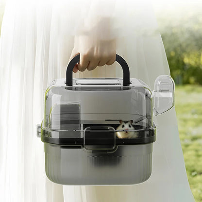 Small Animal Travel Carrier – Breathable PP Cage for Hamsters, Hedgehogs & Chinchillas