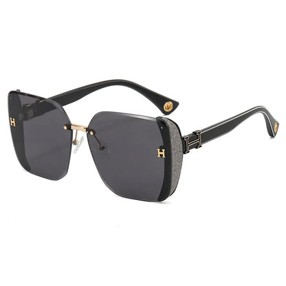 Frameless Oversized Square Sunglasses – Gradient UV400 Lightweight Women's Fashion