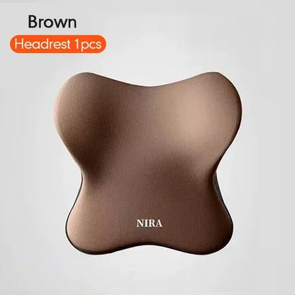 Car Memory Foam Lumbar & Neck Support Pillow – Removable Washable Backrest for Universal Vehicles