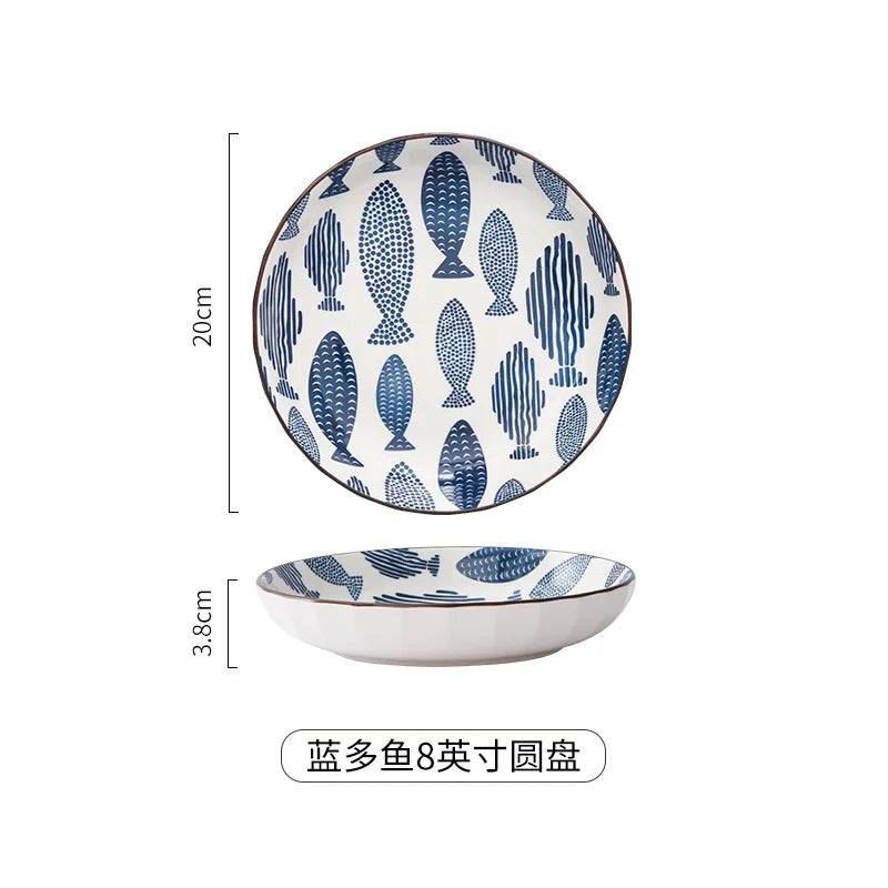 Japanese Ceramic Tableware Underglaze Color Dishes Rice Bowl
