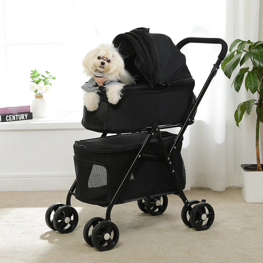 4-Wheel Pet Jogger - All-Terrain Stroller with Storage Basket