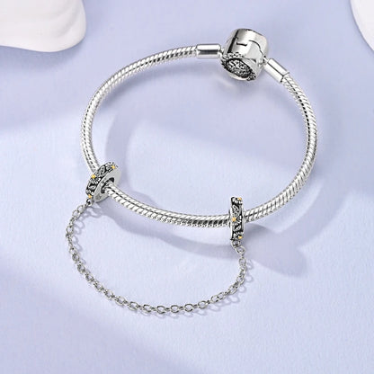 925 Sterling Silver Safety Chain Travel Charm Beads – Aircraft, Earth & Camera
