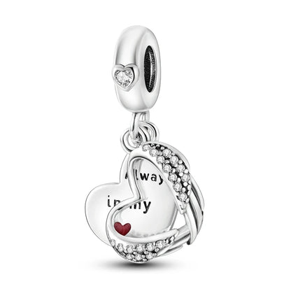925 Sterling Silver Tree of Life & Peach Heart Charm Bead – Sweet Love DIY Jewelry