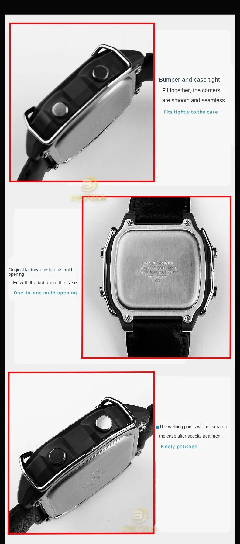 For CASIO Electronic Watch Case AE1200/AE1300 series Men Metal Anti-collision stainless steel Modified watch bezel Bumper