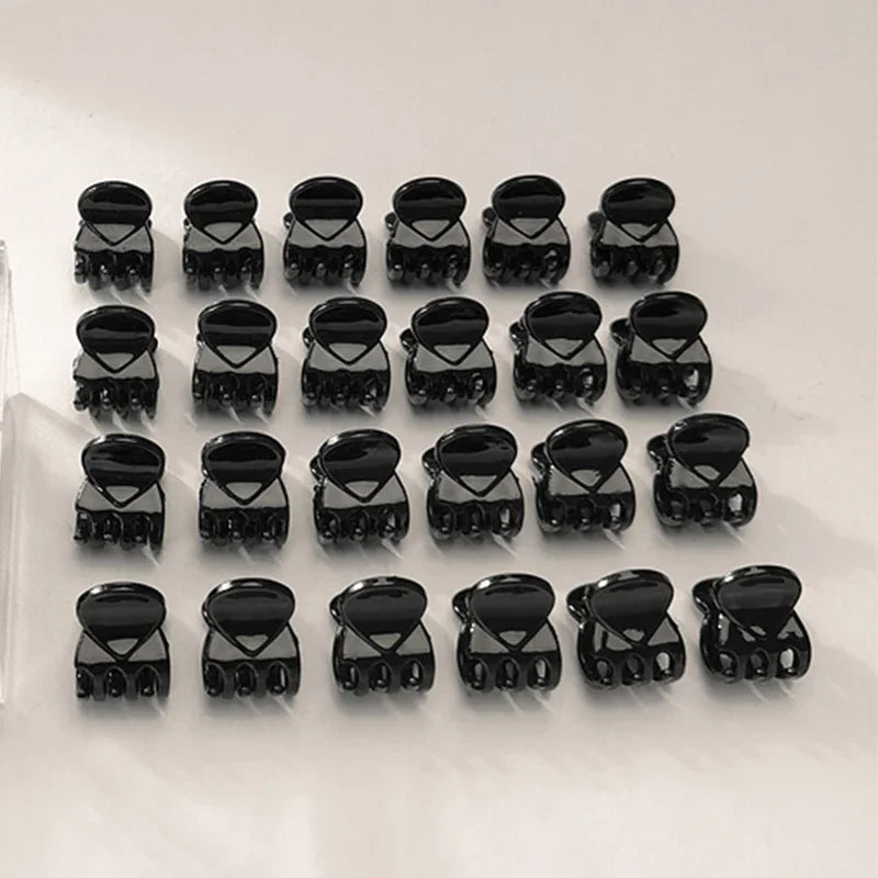 Mini Hair Claw Clips – Black Plastic Hairpins for Women, Girls & Kids