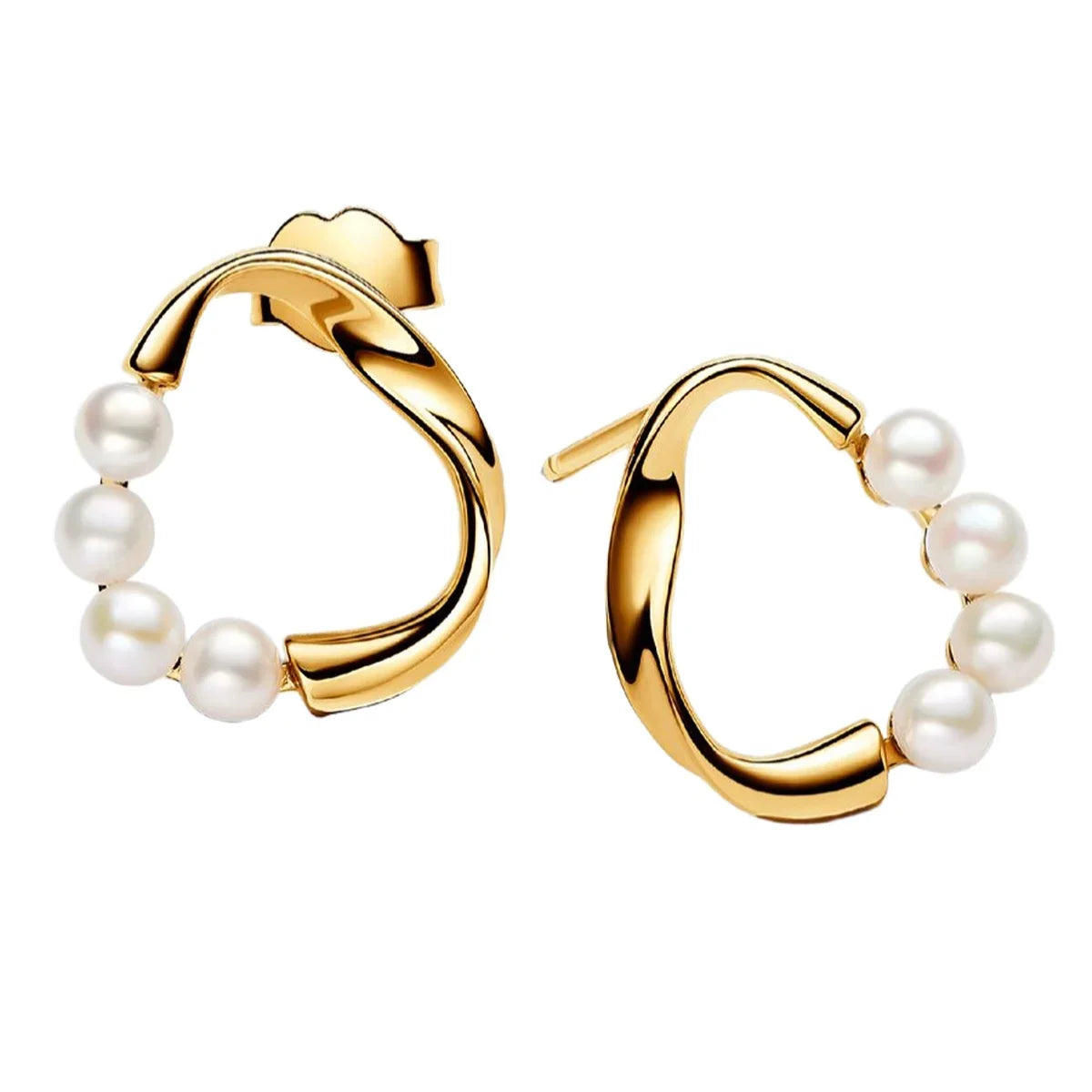 Sparkling Hoop Earrings 925 Sterling Silver Moon Pearl Heart Crystal Luxury Romantic Earing Fit Woman Wedding Party Jewelry Gift