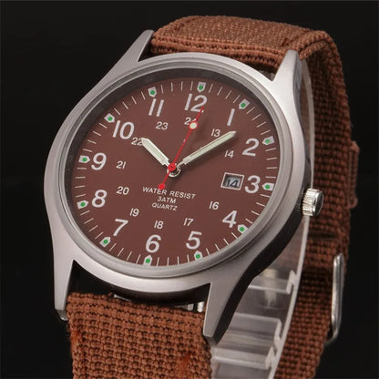 1pc / lot Cheap Watches For Men Fashion Nylon Band Military Army Sports Date Quartz Watch Erkek Barato Saat Reloj Hombre Black - BeeTrendyShop.COM