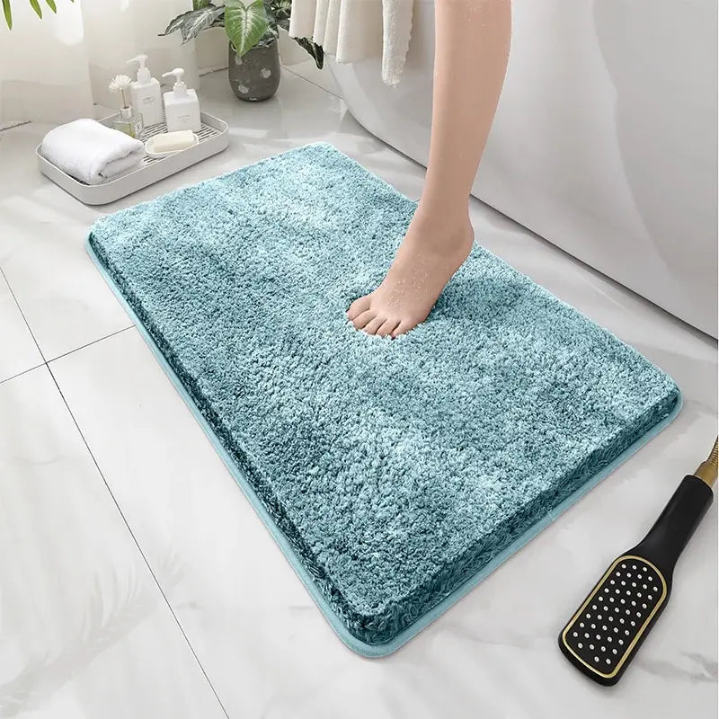 Modern Minimalist Solid Color Floor Mat, Square Long Plush, Thickened Absorbent Carpet, Bathroom Door Mat, Non Slip Mat - BeeTrendyShop.COM