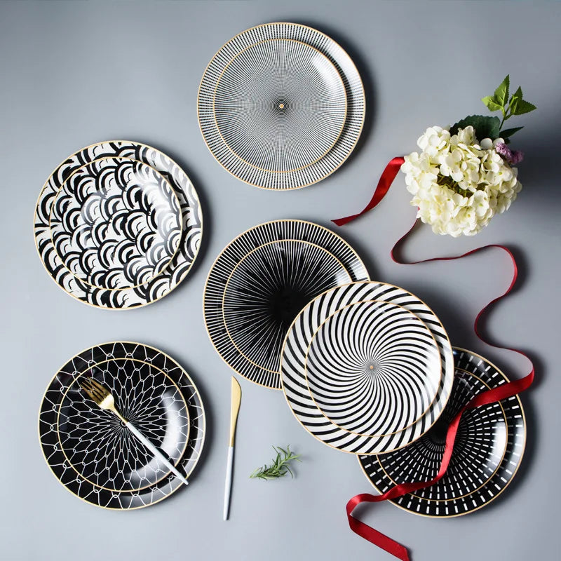 Japanese-style wavy vegetable plate Household ceramic creative Western food plate High-end Nordic dessert plate