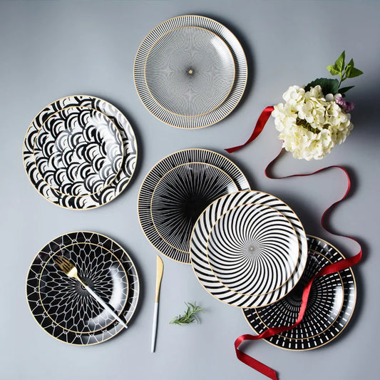 Japanese-style wavy vegetable plate Household ceramic creative Western food plate High-end Nordic dessert plate