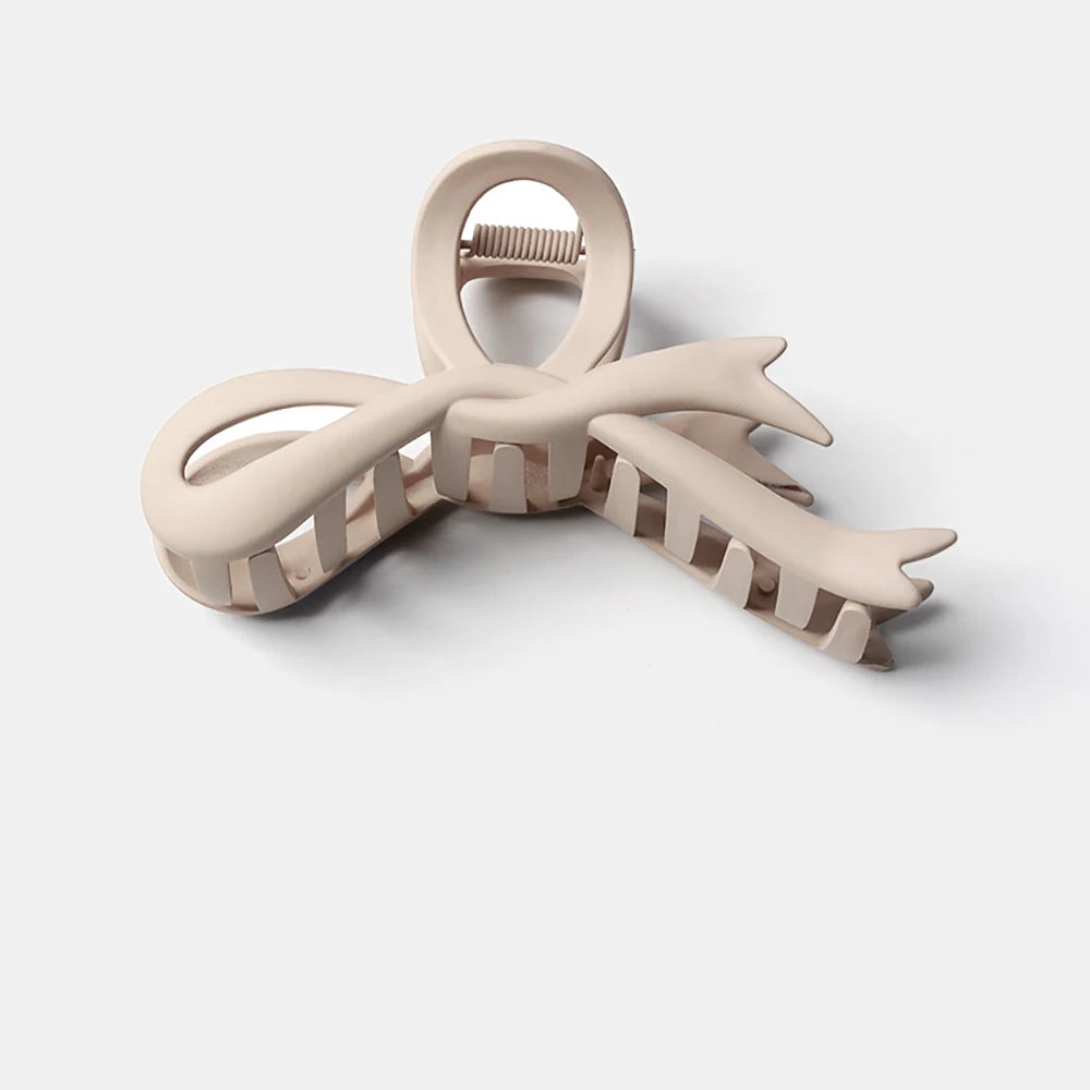 Matte Ribbon Bow Hair Claw Clip – Vintage Shark Ponytail Barrette for Women