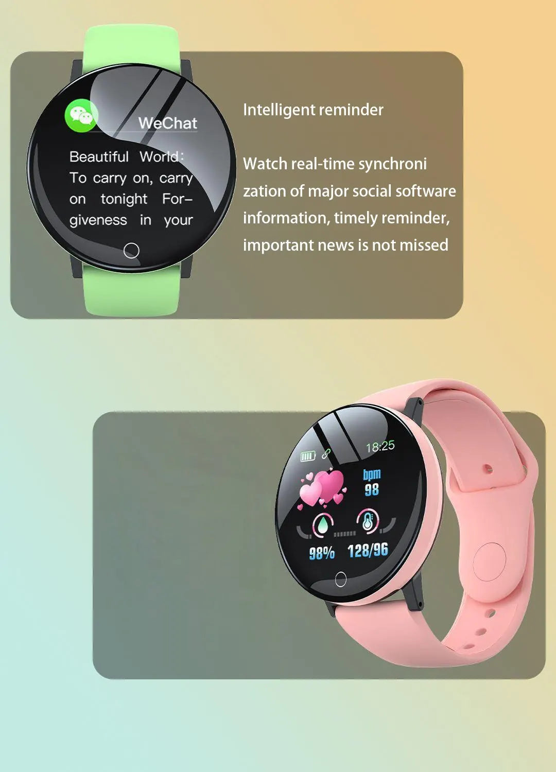 D18 Multifunctional Smart Watch Men & Women Bluetooth Connected Phone Music Fitness Sports Bracelet Sleep Monitor watch