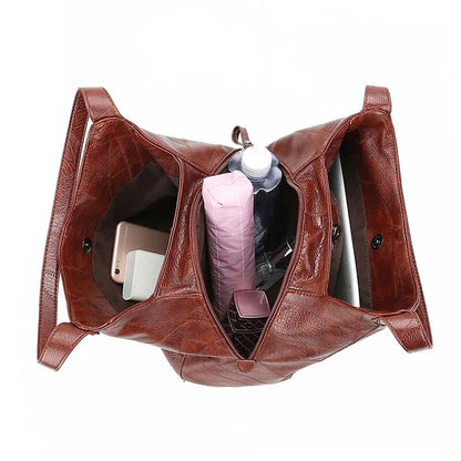 Vintage Women's Bag Leather Large Capacity Marble Grain Women's Shoulder Bag Daily Commuter Handbag Shopping - BeeTrendyShop.COM
