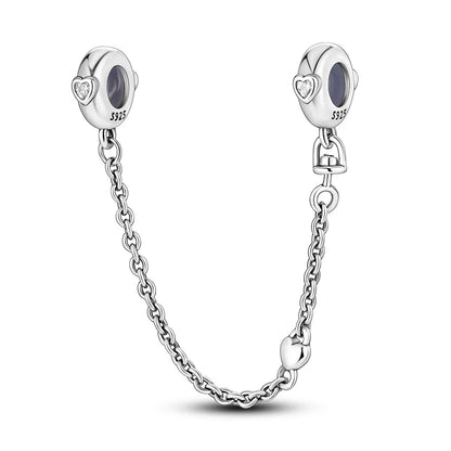 925 Sterling Silver Safety Chain Travel Charm Beads – Aircraft, Earth & Camera