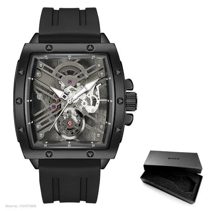 MEGIR & RUIMAS Quartz Watches for Men Military Sport Silicone Strap Wristwatch Tonneau Dial 3atm Waterproof Luminous Hands 310 - BeeTrendyShop.COM