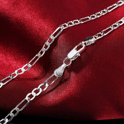 925 Sterling Silver 4mm Chain Necklace & Bracelet Set – Unisex Fine Jewelry