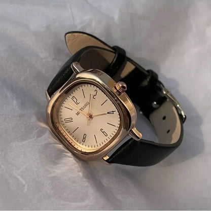 Casual Wrist Watches Retro Square Quartz Digital Mini Dial Leather Strap Fashionable Clock Waterproof Wristwatch for Women - BeeTrendyShop.COM