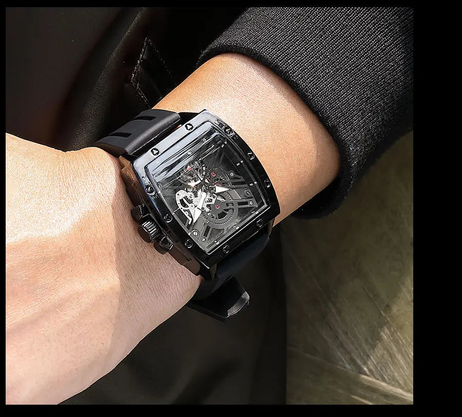 MEGIR & RUIMAS Quartz Watches for Men Military Sport Silicone Strap Wristwatch Tonneau Dial 3atm Waterproof Luminous Hands 310 - BeeTrendyShop.COM