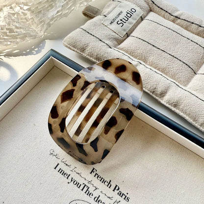 Flat Hair Claw Clip – French Korean Style Leopard Top Clip for Women