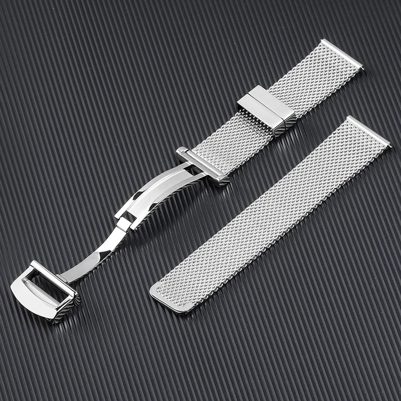 20 22mm Mesh Milanese Bracelet for Omega Seamaster 007 High-end Stainless Steel Watchband for IWC Pilot Quick Fit Folding Buckle