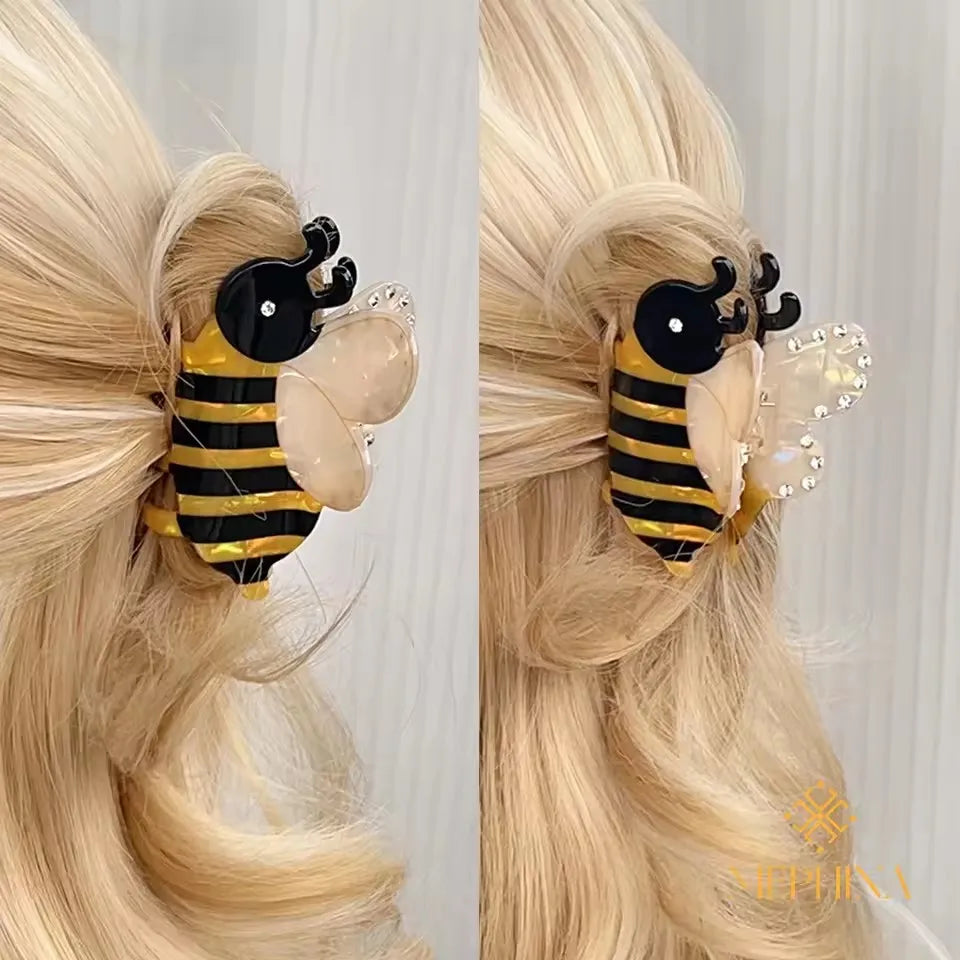 Cute Bee Hair Claw Clip – Diamond-Studded Animal Hairpin for Women