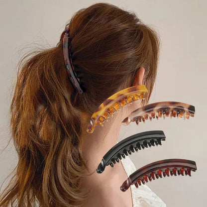 Banana Fish-Shaped Hair Clip – Solid Color Ponytail Barrette for Women