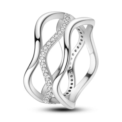 925 Sterling Silver Zircon Star Geometric Ring – Engagement Jewelry for Women
