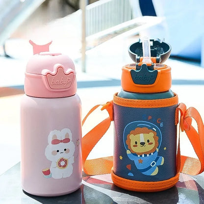Kids Thermos Bottle with Straw – Stainless Steel Children’s Thermal Water Cup