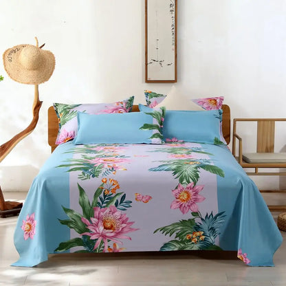 Modern Polyester Cotton Flat Bed Sheet – Soft Bed Linen for Single, Queen & King Size (No Pillow Covers)